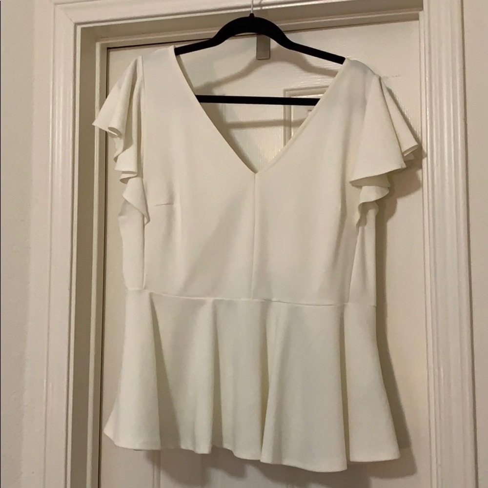 Forever 21 Peplum Blouse Off White 2X